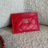 CHANEL Wallet 22S Red Caviar Quilted Card Holder LGHW -Knockoff
