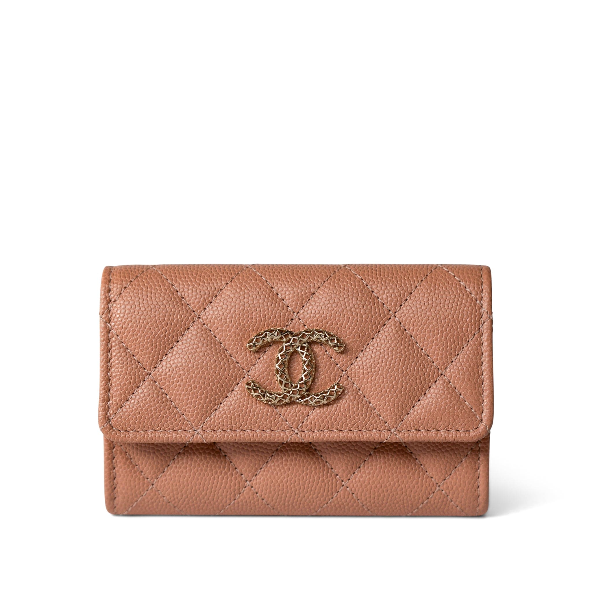 CHANEL Wallet Beige 23P Rose Beige Caviar Quilted Flap O Card Holder -Knockoff
