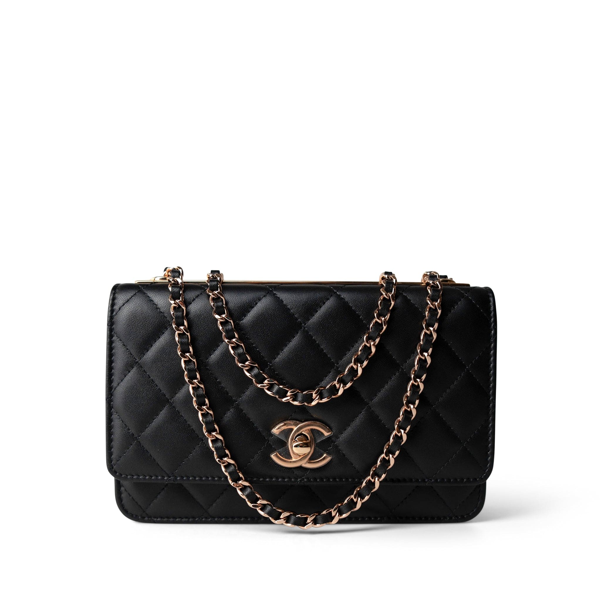 CHANEL Wallet Black Black 22C WOC Trendy CC Rose Gold Hardware -Knockoff
