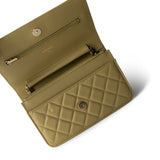 CHANEL Wallet Green Green Yellow Moss Caviar Quilted Wallet on Chain WOC Light Gold Hardware -Knockoff
