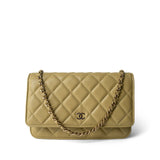 CHANEL Wallet Green Green Yellow Moss Caviar Quilted Wallet on Chain WOC Light Gold Hardware -Knockoff
