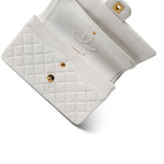 CHANEL White Lambskin Quilted Medium Classic Flap Gold Hardware -Knockoff
