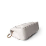 CHANEL White Mini Top Handle Pearly White Iridescent Lambskin Quilted Aged Gold Hardware -Knockoff
