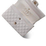 CHANEL White White Caviar Quilted Classic Flap Medium Light Gold Hardware -Knockoff
