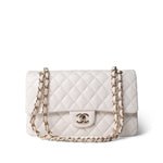 CHANEL White White Caviar Quilted Medium Classic Flap Light Gold Hardware -Knockoff
