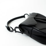 Christian Dior Handbag Black Dior Mini Ultramatte Black Saddle Bag Grained Calfskin Leather -Knockoff
