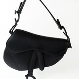 Christian Dior Handbag Black Dior Mini Ultramatte Black Saddle Bag Grained Calfskin Leather -Knockoff
