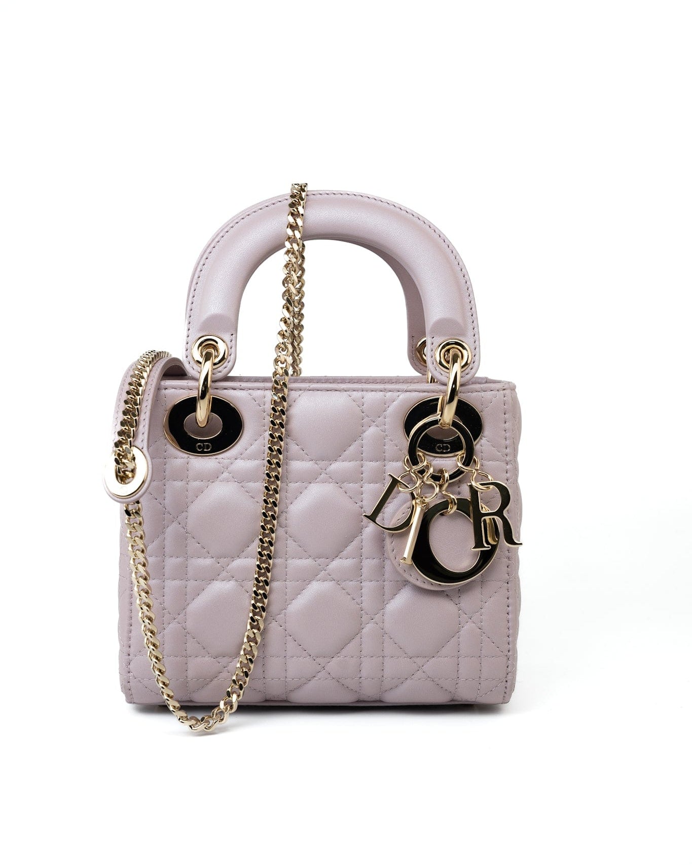 Christian Dior Handbag Christian Dior Mini Lady Dior Lotus Cannage  Pale Lilac Pink Pearlescent Lambskin -Knockoff
