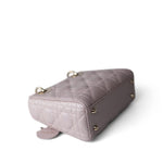 Christian Dior Handbag Lilac Mini Lady Dior Lotus Cannage Pale Lilac Pink Pearlescent Lambskin -Knockoff
