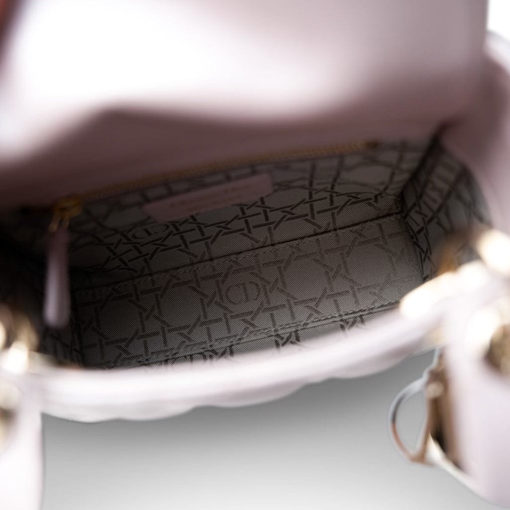 Christian Dior Handbag Lilac Mini Lady Dior Lotus Cannage Pale Lilac Pink Pearlescent Lambskin -Knockoff
