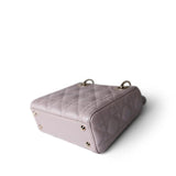 Christian Dior Handbag Lilac Mini Lady Dior Lotus Cannage Pale Lilac Pink Pearlescent Lambskin -Knockoff
