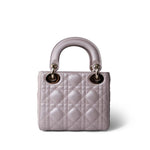 Christian Dior Handbag Lilac Mini Lady Dior Lotus Cannage Pale Lilac Pink Pearlescent Lambskin -Knockoff
