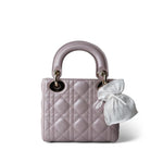 Christian Dior Handbag Lilac Mini Lady Dior Lotus Cannage Pale Lilac Pink Pearlescent Lambskin -Knockoff
