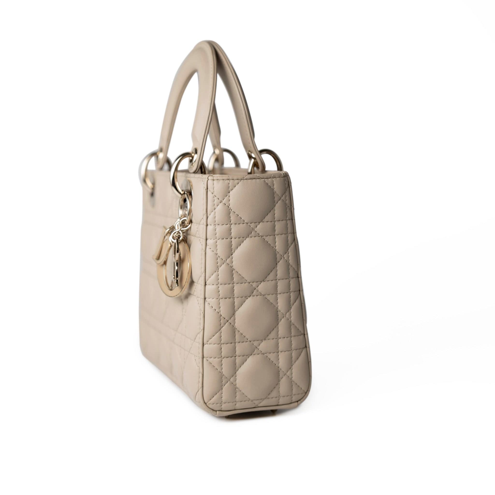 Christian Dior Handbag Small Lady Dior Beige Cannage Lambskin Bag -Knockoff
