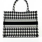 Christian Dior Tote White Dior White/Black Canvas Medium Houndstooth Book Tote Bag -Knockoff
