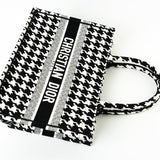 Christian Dior Tote White Dior White/Black Canvas Medium Houndstooth Book Tote Bag -Knockoff
