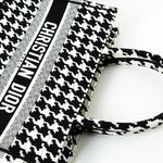 Christian Dior Tote White Dior White/Black Canvas Medium Houndstooth Book Tote Bag -Knockoff
