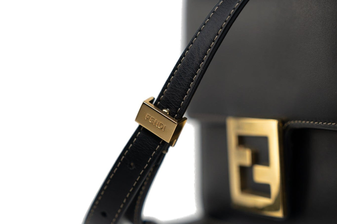 Fendi Handbag Fendi Fab Black Shoulder Bag Gold Hardware -Knockoff
