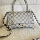 Gucci Handbag Gucci x Balenciaga The Hacker Project Small Hourglass Top Handle Bag Beige /Ebony -Knockoff
