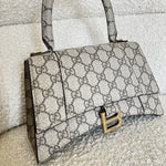 Gucci Handbag Gucci x Balenciaga The Hacker Project Small Hourglass Top Handle Bag Beige /Ebony -Knockoff
