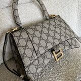 Gucci Handbag Gucci x Balenciaga The Hacker Project Small Hourglass Top Handle Bag Beige /Ebony -Knockoff
