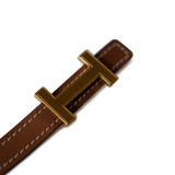 Hermes Belt Hermes White/Gold Epson and Swift Leather Reversible Constance Slim Belt -Knockoff
