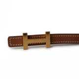 Hermes Belt Hermes White/Gold Epson and Swift Leather Reversible Constance Slim Belt -Knockoff
