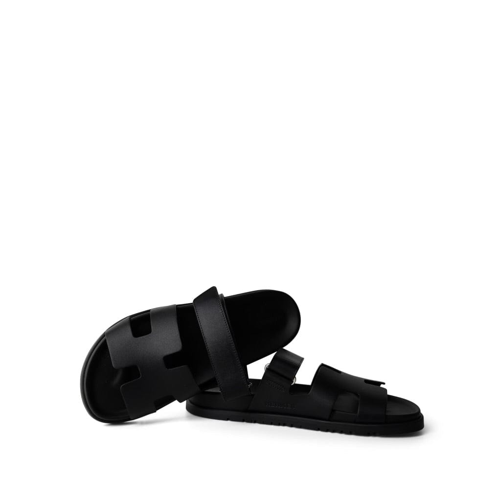 Hermes Black Chypre Sandals Black Calfskin 40.5 / 10.5 US -Knockoff
