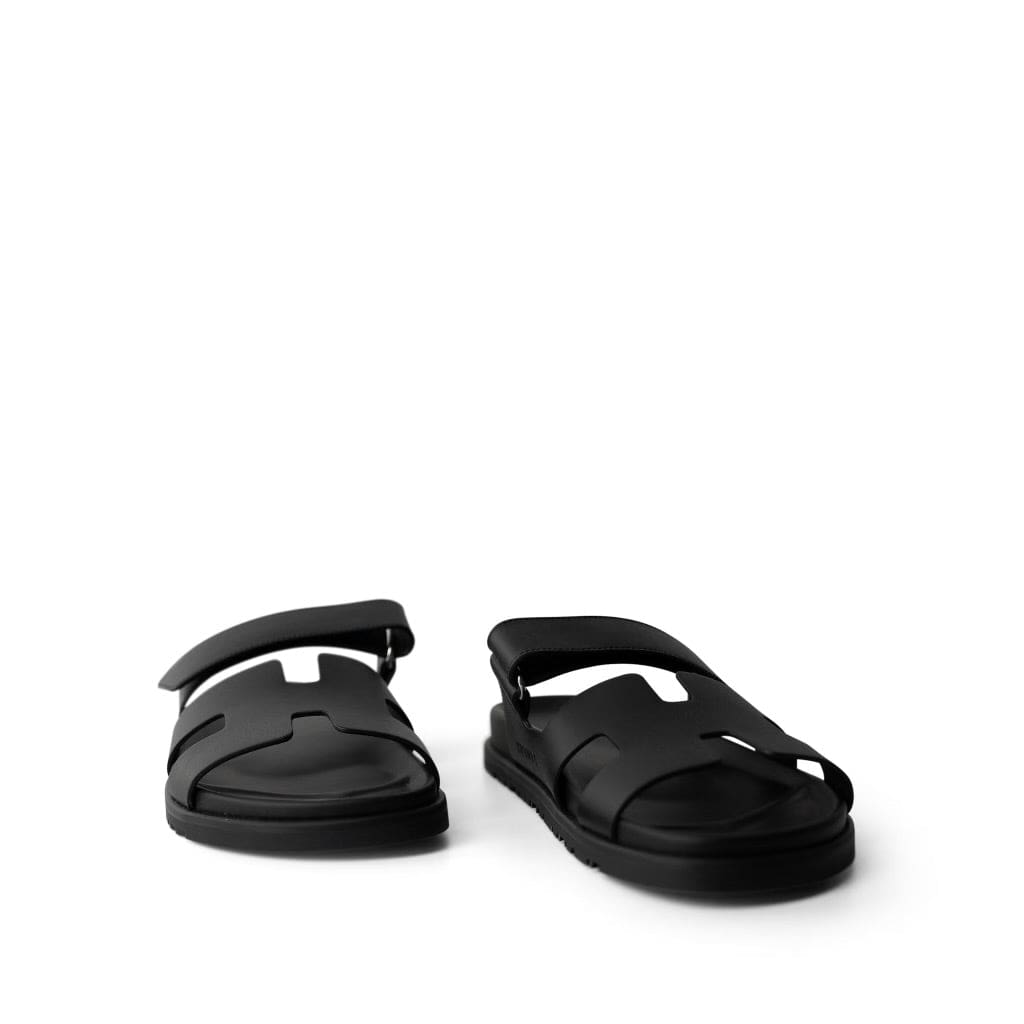 Hermes Black Chypre Sandals Black Calfskin 40.5 / 10.5 US -Knockoff
