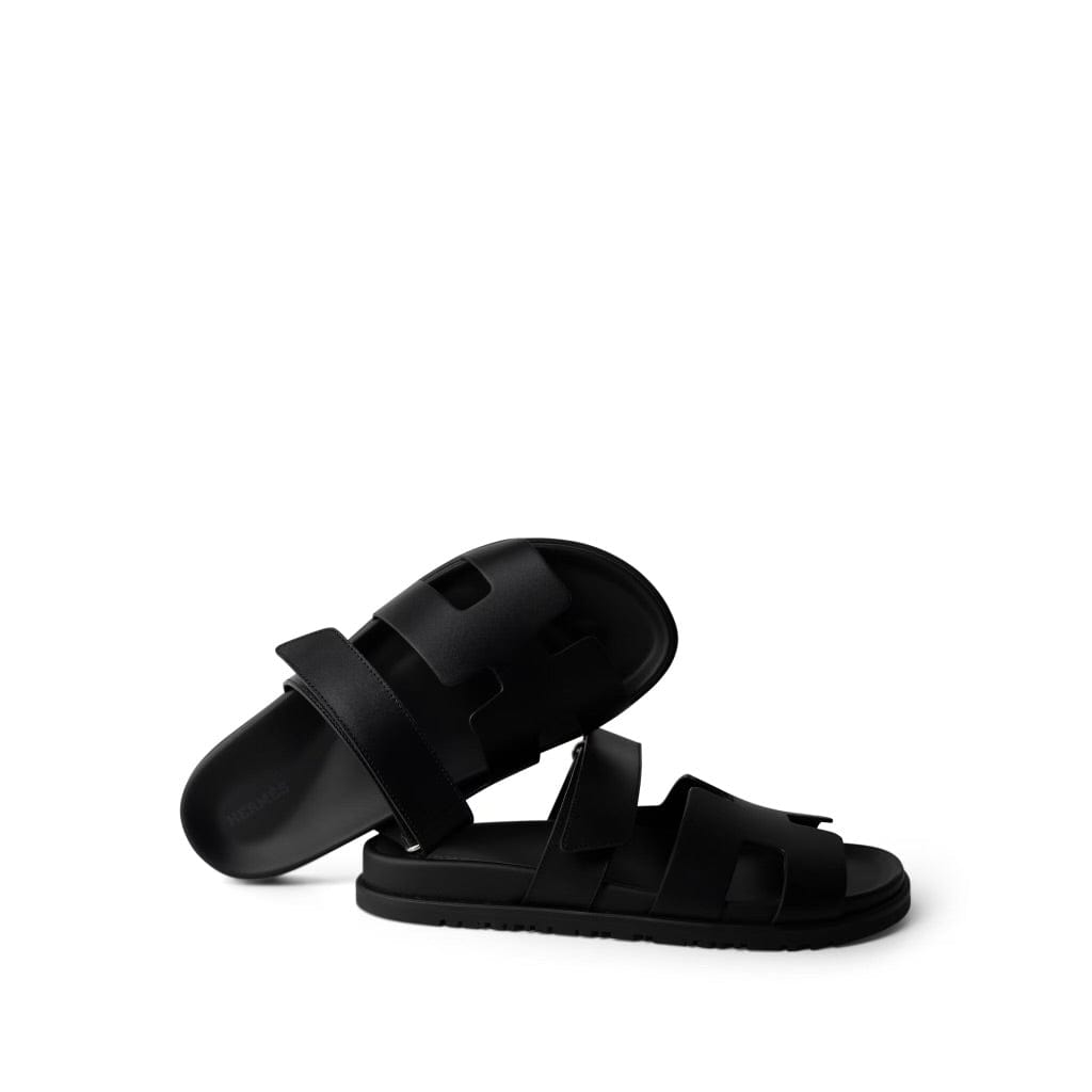 Hermes Black Chypre Sandals Black Calfskin 40.5 / 10.5 US -Knockoff
