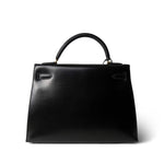 Hermes Black Kelly Sellier 32 Black Box Calfskin Gold Plated (U) Stamp -Knockoff
