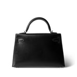 Hermes Black Mini Kelly Sellier Black Box Calfskin Palladium Plated B Stamp -Knockoff
