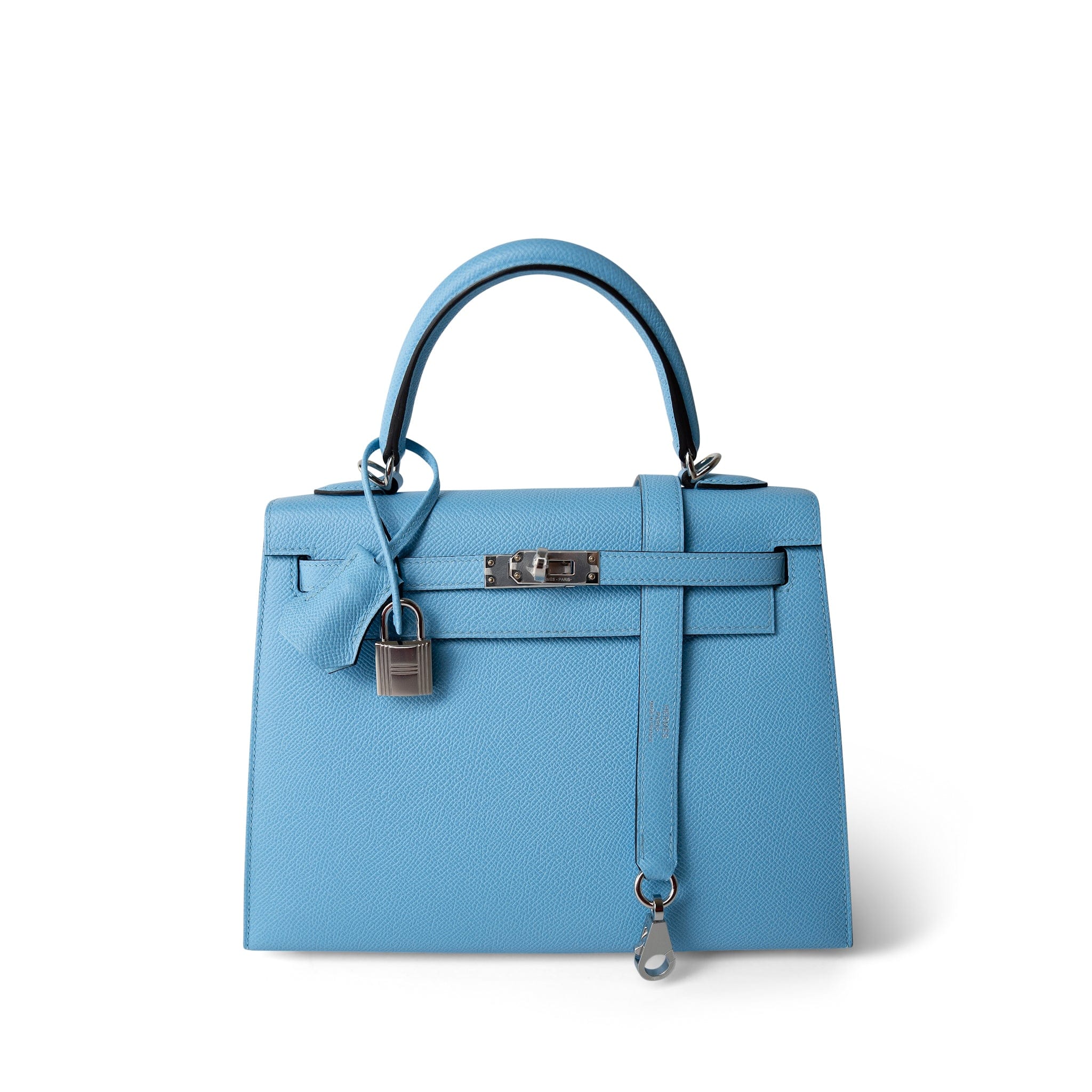 Hermes Blue Kelly Sellier 25 Bleu Celeste Palladium Plated U Stamp -Knockoff
