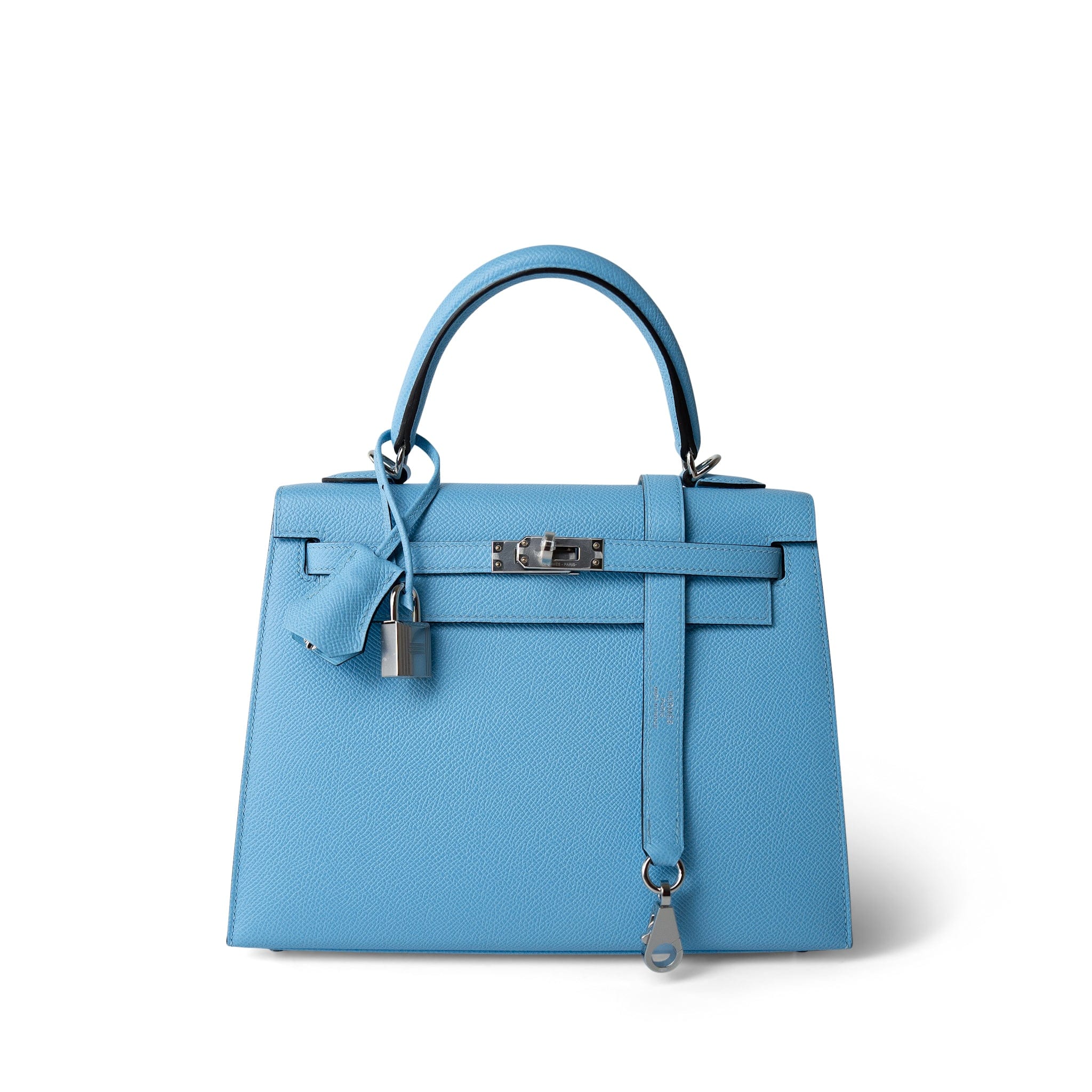 Hermes Blue Kelly Sellier 25 Bleu Celeste Palladium Plated U Stamp -Knockoff
