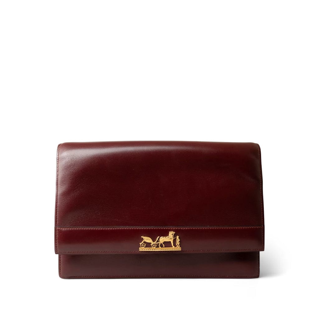 Hermes Clutch Burgundy Vintage Hermes Eugenie Clutch Shoulder Flap Burgundy Box Calfskin -Knockoff
