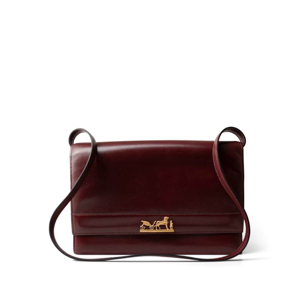 Hermes Clutch Burgundy Vintage Hermes Eugenie Clutch Shoulder Flap Burgundy Box Calfskin -Knockoff
