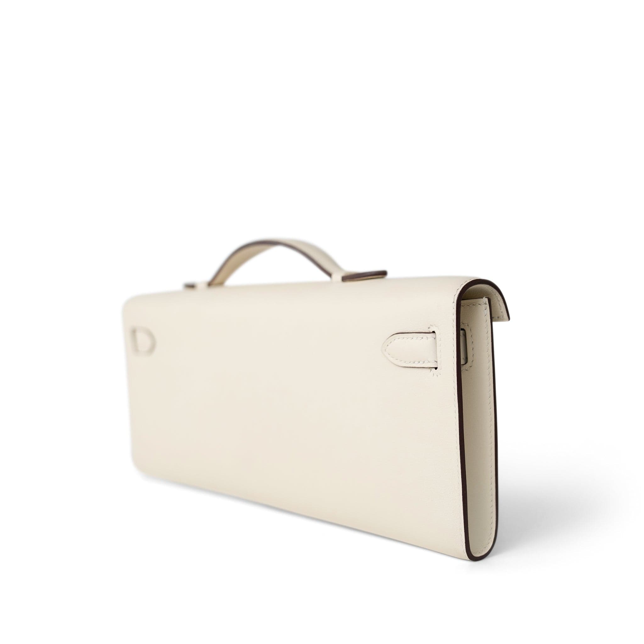 Hermes Clutch White Kelly Cut Clutch Nata Swift Gold Plated Z Stamp -Knockoff
