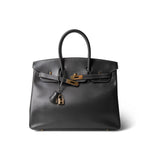 Hermes Grey Birkin 35 Dark Grey Box Calfskin Gold Plated [F] Stamp -Knockoff
