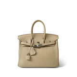 Hermes Handbag Beige Birkin 25 Parchemin / Light Beige Togo Palladium Plated M Square Stamp -Knockoff
