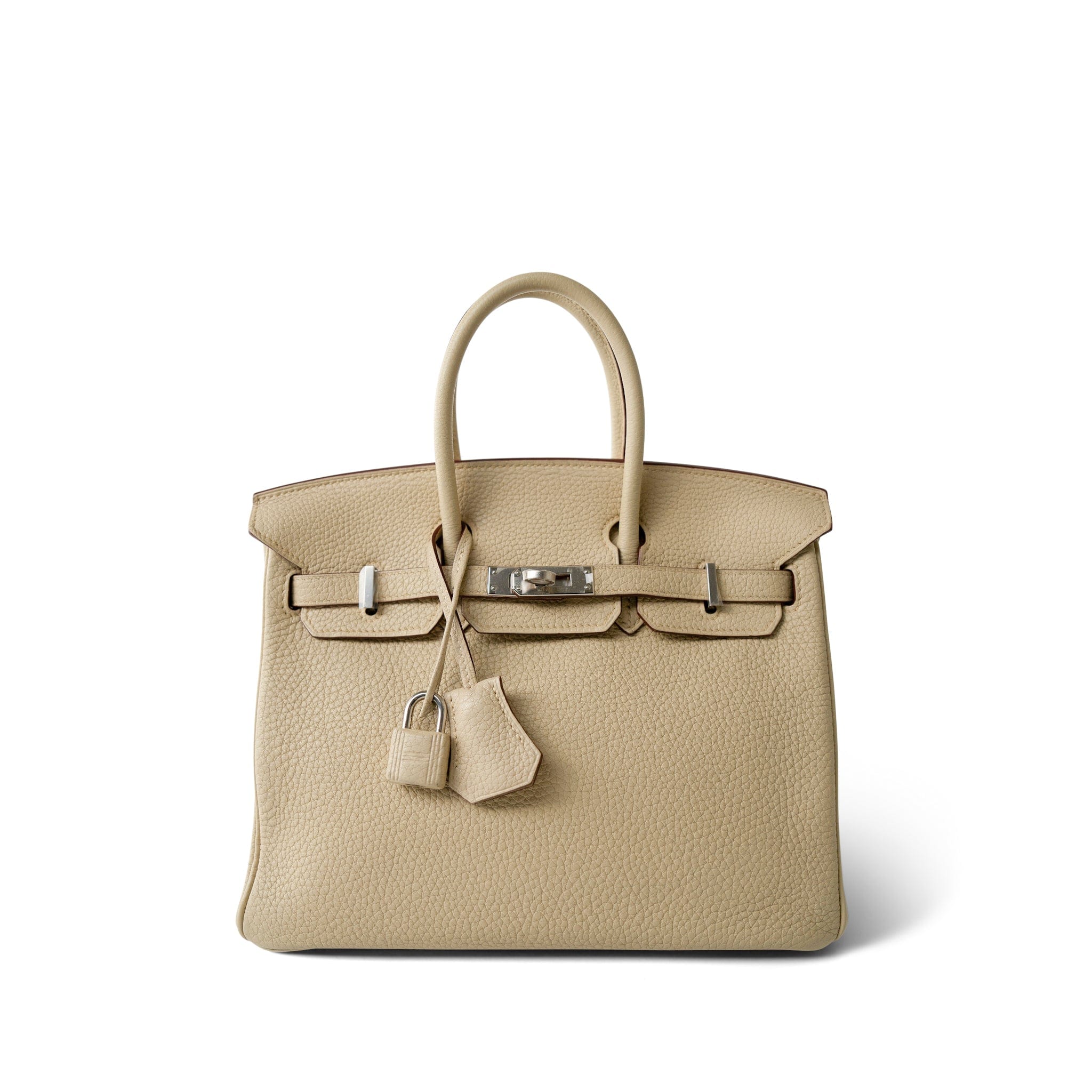 Hermes Handbag Beige Birkin 25 Parchemin / Light Beige Togo Palladium Plated M Square Stamp -Knockoff
