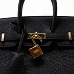 Hermes Handbag Birkin 25 Black Veau Togo Leather Rose Gold Hardware Z Stamp -Knockoff
