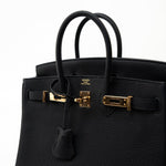 Hermes Handbag Birkin 25 Black Veau Togo Leather Rose Gold Hardware Z Stamp -Knockoff
