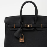 Hermes Handbag Birkin 25 Black Veau Togo Leather Rose Gold Hardware Z Stamp -Knockoff
