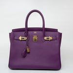 Hermes Handbag Birkin 30 Anemone Veau Epsom Leather Gold Plated R Stamp -Knockoff
