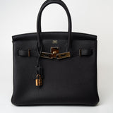 Hermes Handbag Birkin 30 Black/ Noir Togo Rose Gold Plated Hardware 2022 -Knockoff
