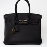 Hermes Handbag Birkin 30 Black/ Noir Togo Rose Gold Plated Hardware 2022 -Knockoff
