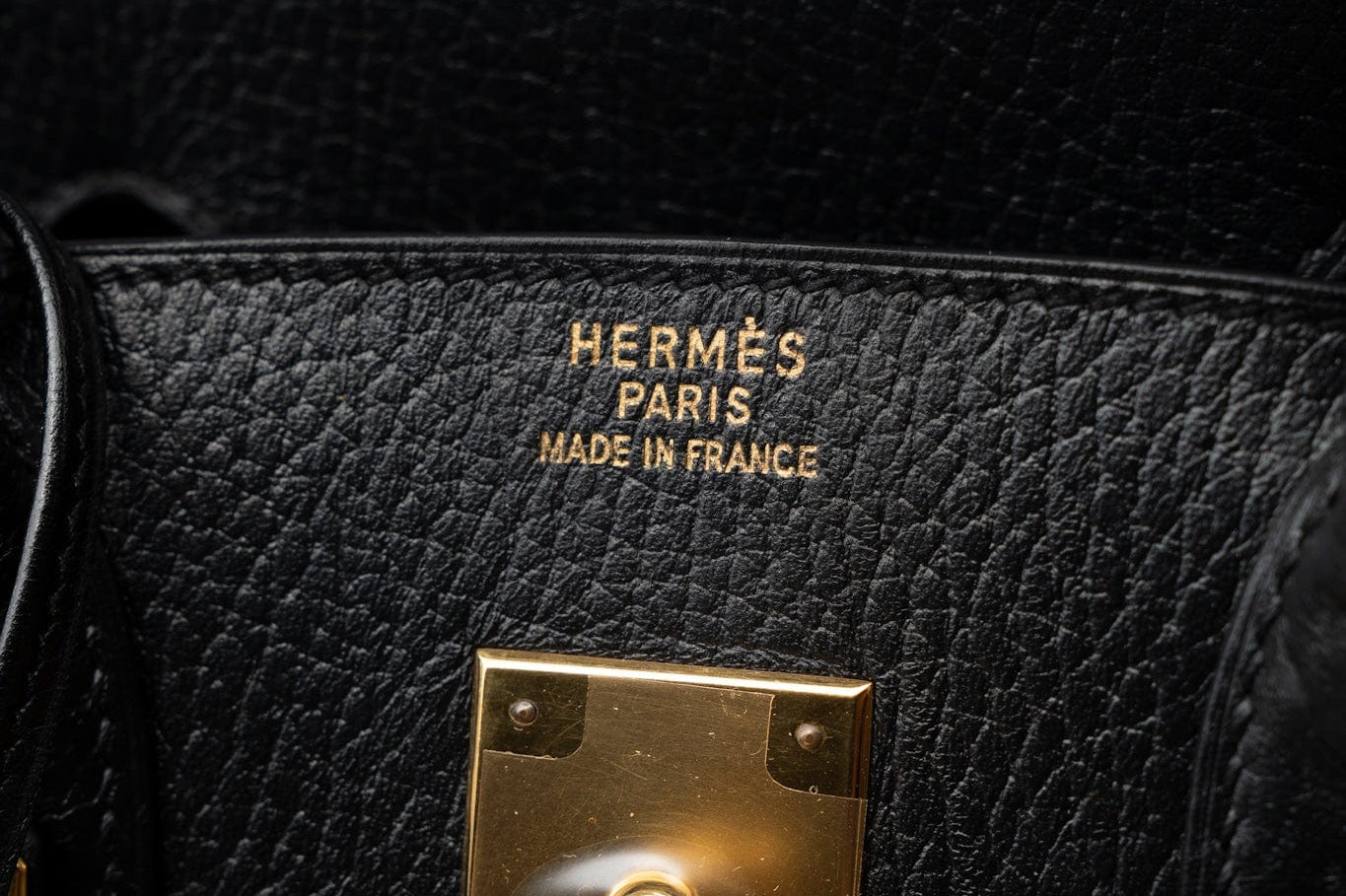 Hermes Handbag Birkin 30 Black/ Noir Vachette Ardennes Gold Plated Hardware G Square Stamp -Knockoff
