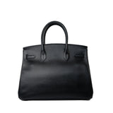 Hermes Handbag Birkin 30 Black/ Noir Vachette Ardennes Gold Plated Hardware G Square Stamp -Knockoff
