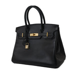 Hermes Handbag Birkin 30 Black/ Noir Vachette Ardennes Gold Plated Hardware G Square Stamp -Knockoff
