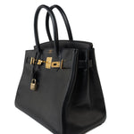 Hermes Handbag Birkin 30 Black/ Noir Vachette Ardennes Gold Plated Hardware G Square Stamp -Knockoff
